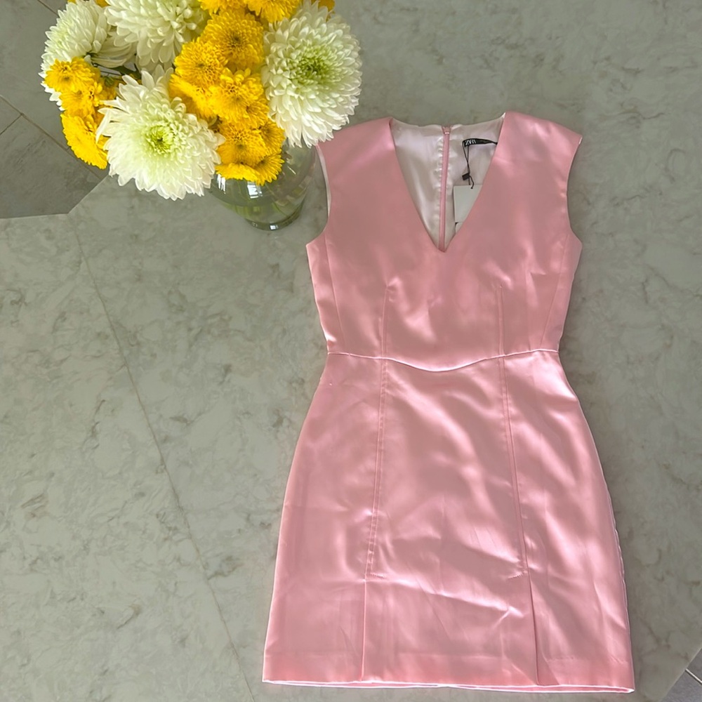 NWT Zara Satin Effect Mini Dress - Picture 2 of 9